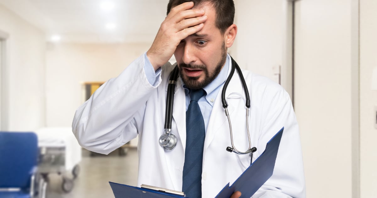 image of a doctor looking challenged